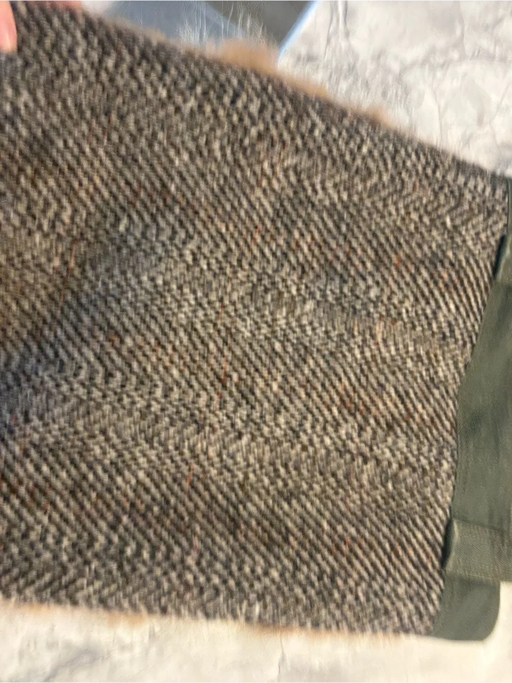 Vera Pelle Italy Faux Fur Tote Bag in Brown with Olive Accents